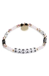 Little Words Project Badass Beaded Stretch Bracelet In Pink/black/white