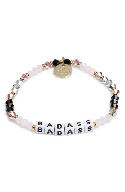 Little Words Project Badass Beaded Stretch Bracelet In Pink/black/white