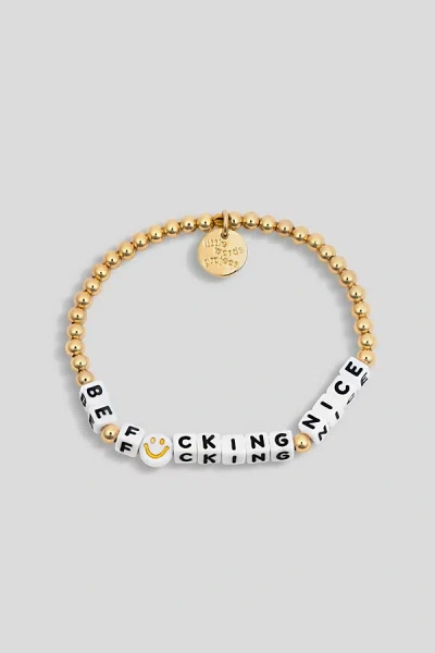 Little Words Project Be F-ing Nice Gold Beaded Bracelet In Gold, Women's At Urban Outfitters