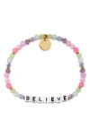 Little Words Project Believe Beaded Stretch Bracelet In Multi