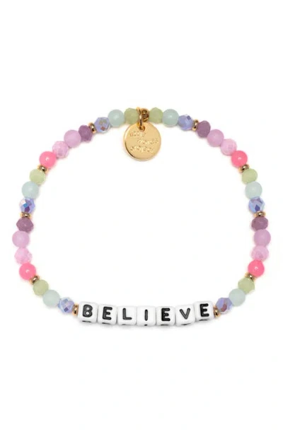 Little Words Project Believe Beaded Stretch Bracelet In Multi