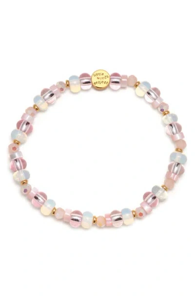 Little Words Project Cherub Valentine Beaded Stretch Bracelet In Pink