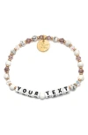 Little Words Project Custom Beaded Stretch Bracelet In Mauve/white