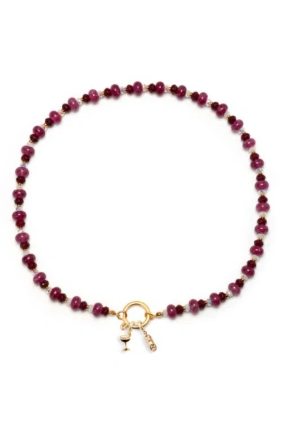 Little Words Project Dinner Party Charm Holder Bracelet In Red