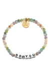 Little Words Project Do You Beaded Stretch Bracelet In White Multi