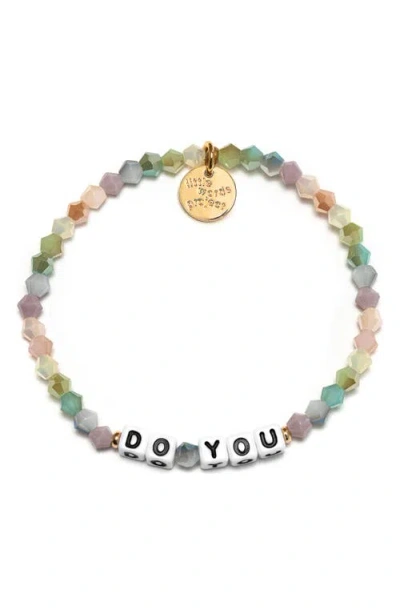 Little Words Project Do You Beaded Stretch Bracelet In White Multi
