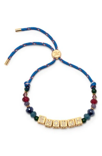 Little Words Project Enough Cubic Zirconia Letter Block Beaded Cord Bracelet In Gold
