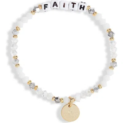 Little Words Project Faith Beaded Stretch Bracelet In Empire/white