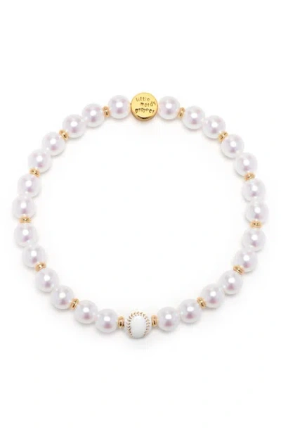 Little Words Project Game Day Baseball Stacker Beaded Bracelet In White