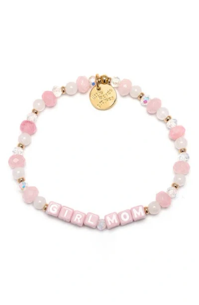 Little Words Project Girl Mom Beaded Stretch Bracelet In Pink