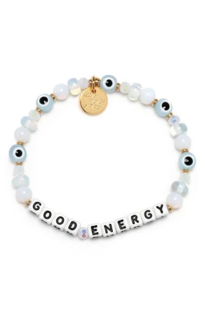 Little Words Project Good Energy Beaded Stretch Bracelet In Blue