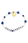 Little Words Project Good Energy Beaded Stretch Bracelet In White Multi