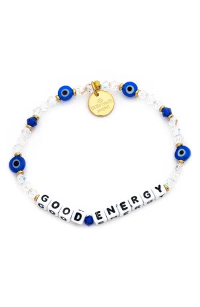 Little Words Project Good Energy Beaded Stretch Bracelet In White Multi