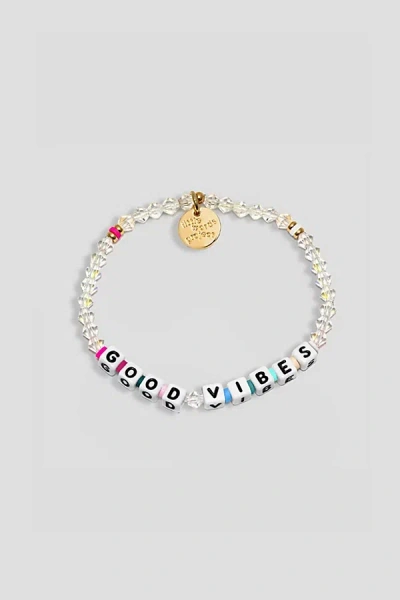 Little Words Project Good Vibes Beaded Bracelet In Clear, Women's At Urban Outfitters