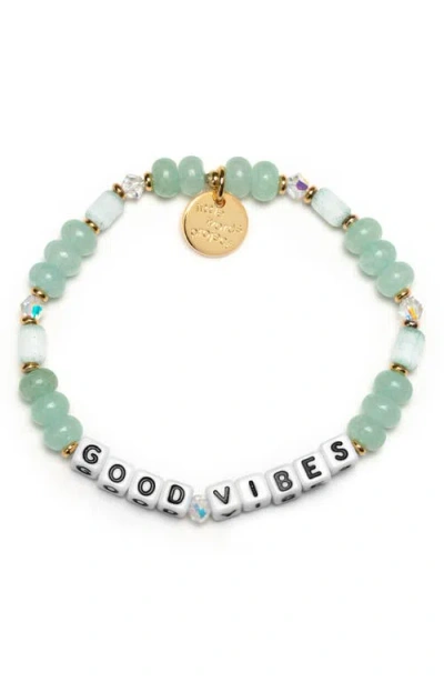 Little Words Project Good Vibes Beaded Stretch Bracelet In Purple