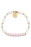 Little Words Project Grateful Beaded Stretch Bracelet In White