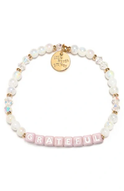 Little Words Project Grateful Beaded Stretch Bracelet In White