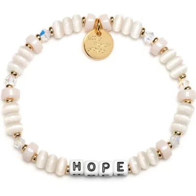 Little Words Project Hope Beaded Stretch Bracelet In White