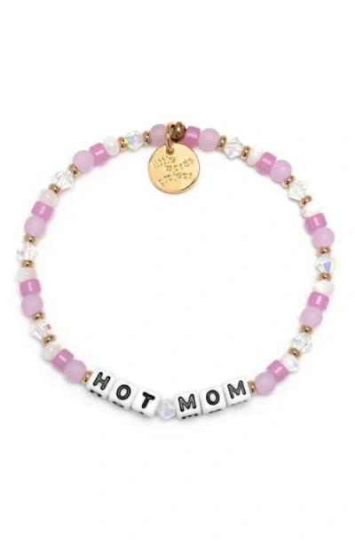 Little Words Project Hot Mom Beaded Stretch Bracelet In Pink