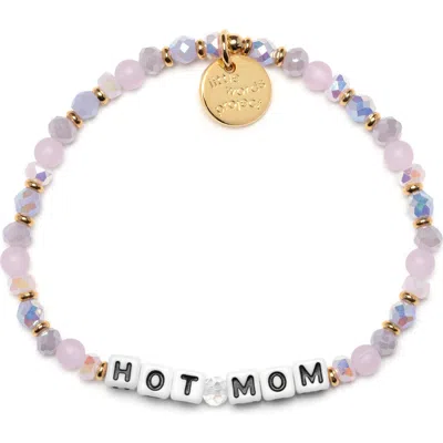 Little Words Project Hot Mom Beaded Stretch Bracelet In Purple
