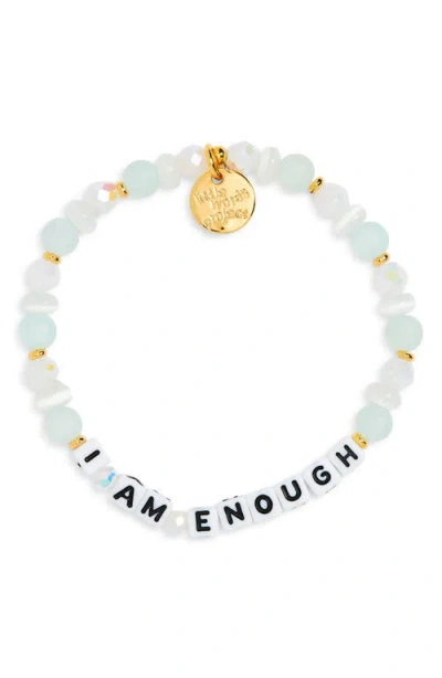 Little Words Project I Am Enough Stretch Bracelet In White