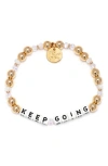 Little Words Project Keep Going Beaded Stretch Bracelet In Gold Multi
