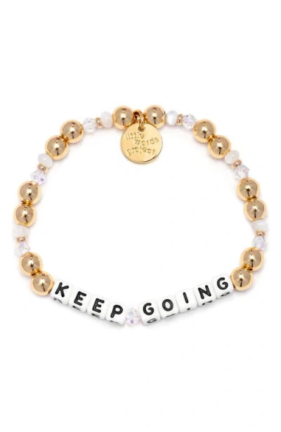 Little Words Project Keep Going Beaded Stretch Bracelet In Gold Multi