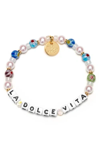 Little Words Project La Dolce Vita Beaded Stretch Bracelet In Gold