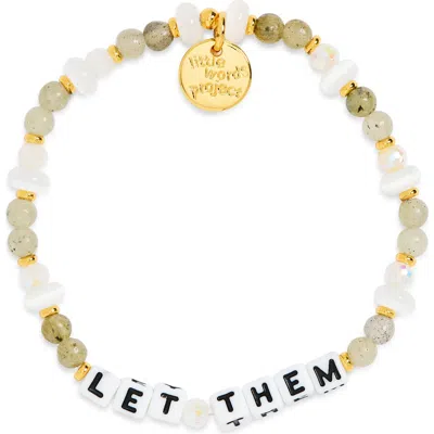 Little Words Project Let Them Moonlit Pebble Stretch Bracelet In White