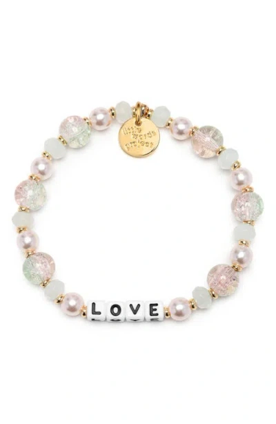 Little Words Project Love Beaded Stretch Bracelet In Pink Multi