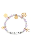 Little Words Project Love You Beaded Stretch Bracelet In Brown