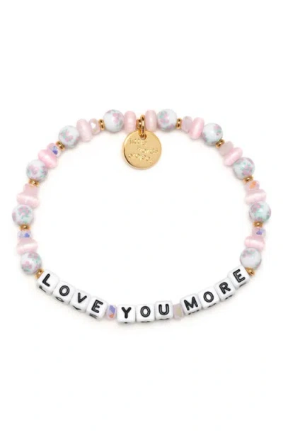 Little Words Project Love You More Beaded Stretch Bracelet In Pink