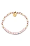 Little Words Project Love You More Beaded Stretch Bracelet In White/pink