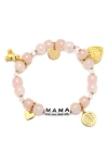 Little Words Project Mama Beaded Stretch Bracelet In Pink