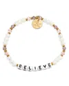 Little Words Project Medium Small Believe Bracelet In Purple/white