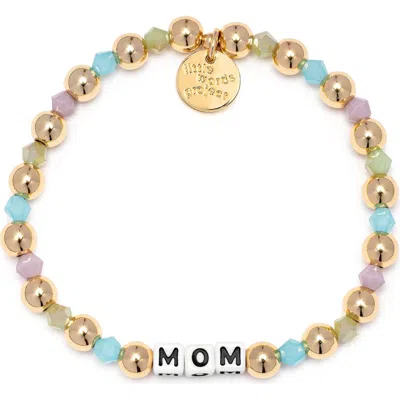 Little Words Project Mom Beaded Stretch Bracelet In Gold