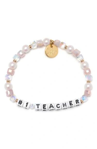 Little Words Project Number One Teacher Beaded Stretch Bracelet In Brown