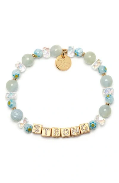 Little Words Project Pavé Cubic Zirconia Beaded Stretch Bracelet In Green