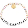 Little Words Project Stay Positive Beaded Stretch Bracelet In White