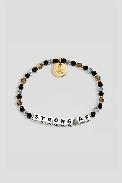 Little Words Project Strong Af Beaded Bracelet In Black, Women's At Urban Outfitters