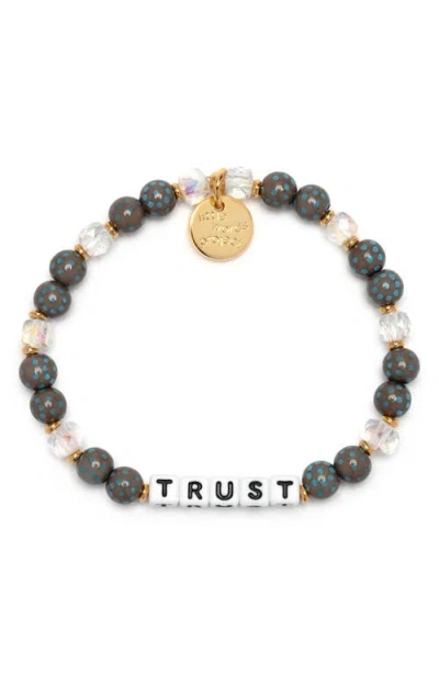 Little Words Project Trust Beaded Stretch Bracelet In White