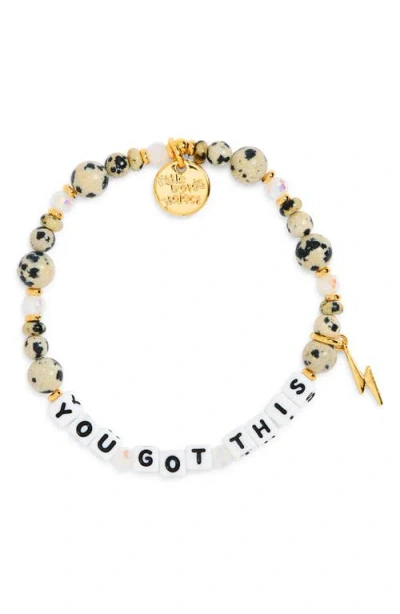Little Words Project You Got This Beaded Stretch Bracelet In White