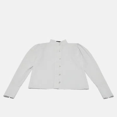 Pre-owned Littlelady Empire Little Lady Empire Kids White Stripe Cotton Pearl Button Detail Blouse 10yrs