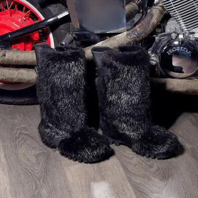 Pre-owned Litvin Beaver Fur Boots For Men, Winter Snow Boots, Mukluks, Mongolian Fur Boots In Black