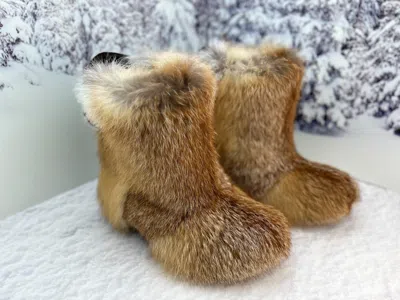 Pre-owned Litvin Fox Fur Boots For Men, Viking Boots, Mukluks, Snow Winter Boots, Mens Gift In Red