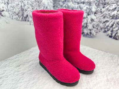 Pre-owned Litvin Fuchsia Sheepskin Women Winter Fur Boots Eskimo Snow Boots Yeti Boots In Pink