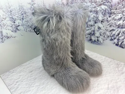 Pre-owned Litvin Gray Mens Goat Fur Winter Boots,viking Snow Boots, Big Sizes,men Mukluks