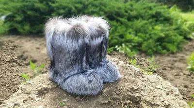 Pre-owned Litvin Knee High Silver Fox Fur Winter Snow Boots For Women Mukluks Womens Furry Boot