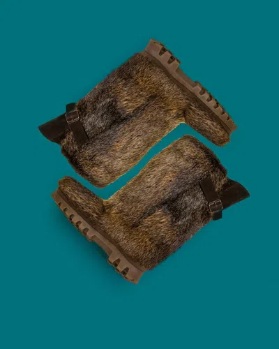 Pre-owned Litvin Nutria Fur Boots For Men, Winter Snow Boots, Mukluks, Big Sizes, Handmade In Brown