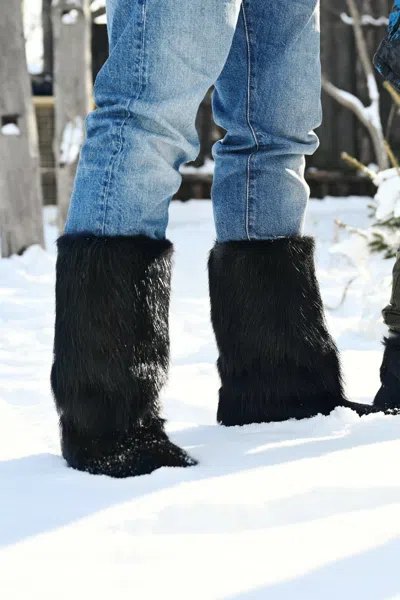 Pre-owned Litvin Nutria Fur Boots For Men, Winter Snow Boots, Mukluks, Mens Big Sizes, Handmade In Black